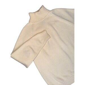 Vtg 90's Academia core turtleneck Sweater Sz S Raglan Sleeve Cream Lands End